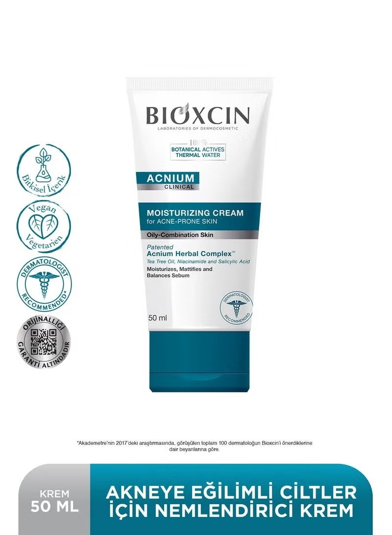 BIOXCIN Moisturizing Cream for Acne-Prone Skin, Lightweight Hydration, Helps Balance Oil & Maintain Clear Skin, Daily Face Cream, 50ml - Image 2